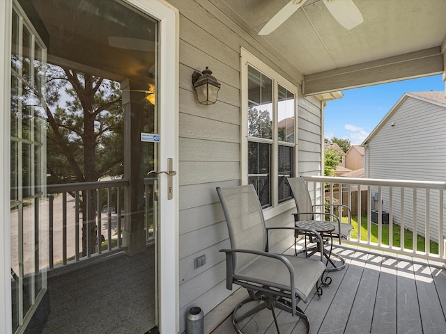 2031 Upland Hill St, Spring, TX 77373 - wooden porch with a ceiling fan