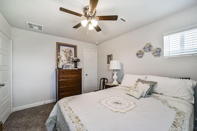 356 Selah Ct, Alvin, TX 77511 - bedroom featuring dark carpet, a ceiling fan, and baseboards