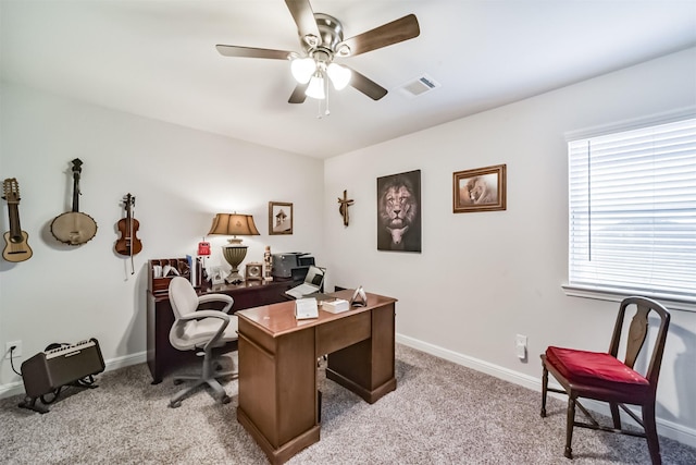 356 Selah Ct, Alvin, TX 77511 - carpeted office space featuring ceiling fan and baseboards