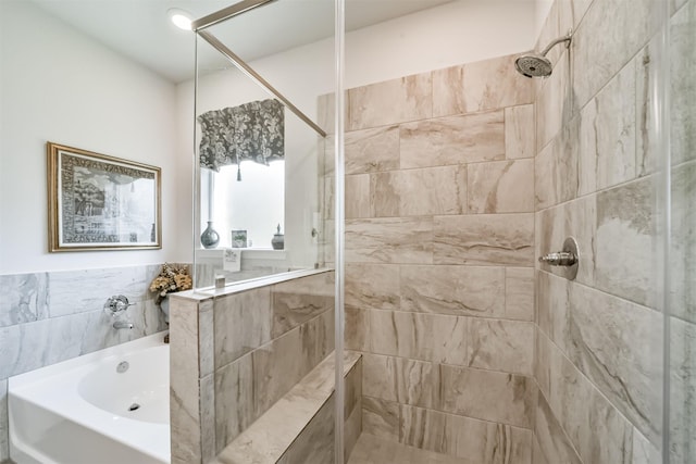 356 Selah Ct, Alvin, TX 77511 - bathroom with a garden tub and a tile shower