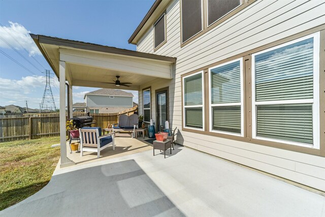 356 Selah Ct, Alvin, TX 77511 - view of patio / terrace featuring ceiling fan and an outdoor hangout area