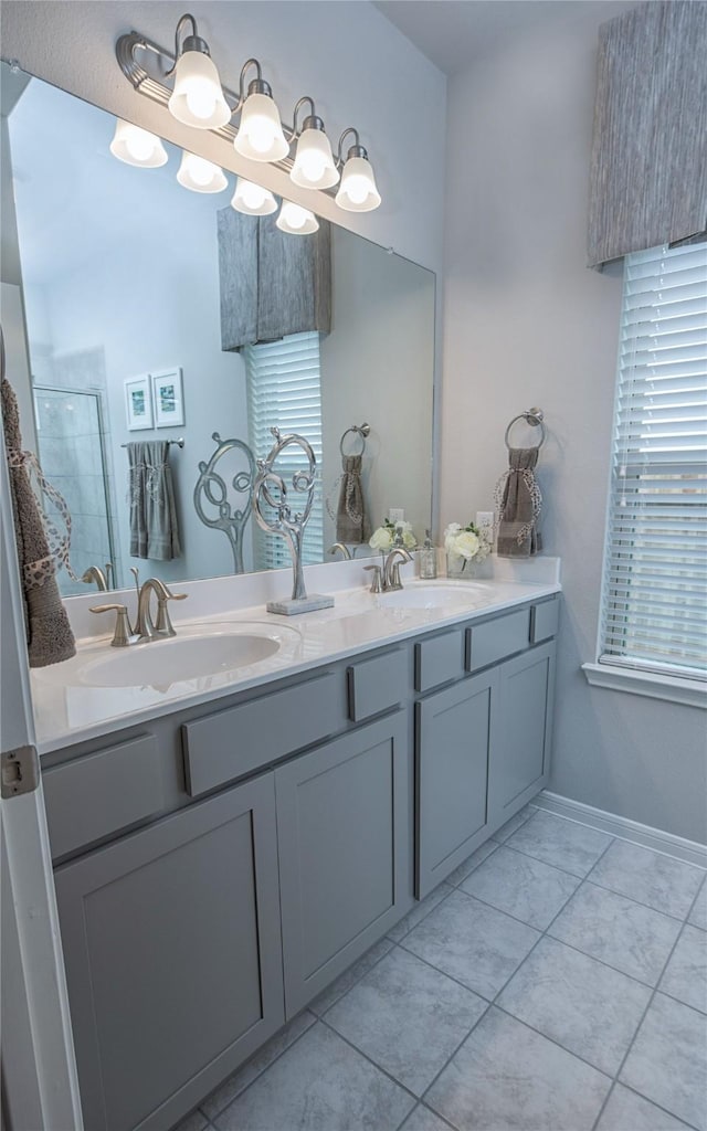 214 Emerald Thicket Ln, Humble, TX 77336 - full bathroom with double vanity and a stall shower