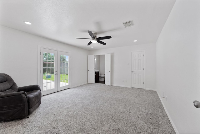 2510 Leichester Dr, Spring, TX 77386 - sitting room featuring carpet floors, french doors, ceiling fan, recessed lighting, and baseboards