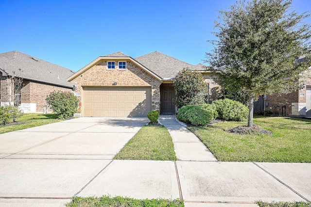 11210 Victoria Hollow Trce, Richmond, TX 77406 - view of front facade featuring brick siding, an attached garage, a front yard, and driveway