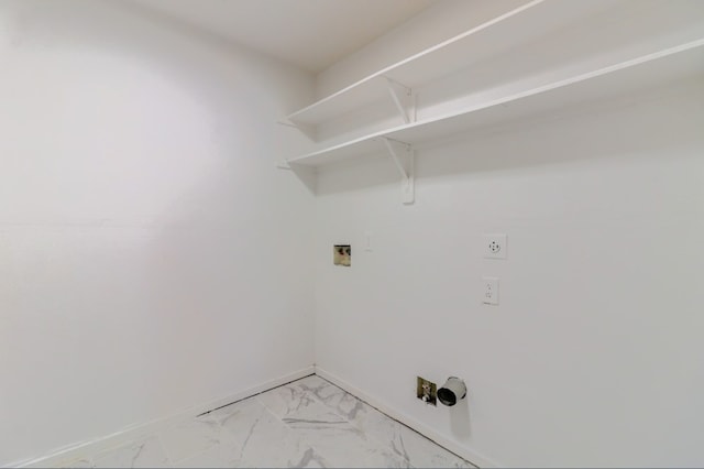 19603 Green Chase Ln, Houston, TX 77073 - laundry room featuring light marble finish flooring, gas dryer hookup, and hookup for a washing machine