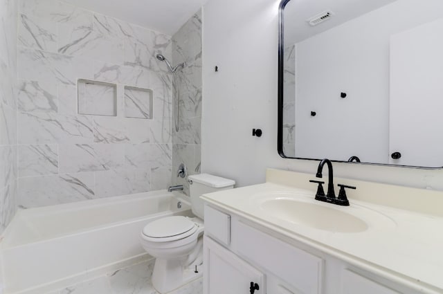 19603 Green Chase Ln, Houston, TX 77073 - bathroom featuring vanity, washtub / shower combination, and marble finish floors