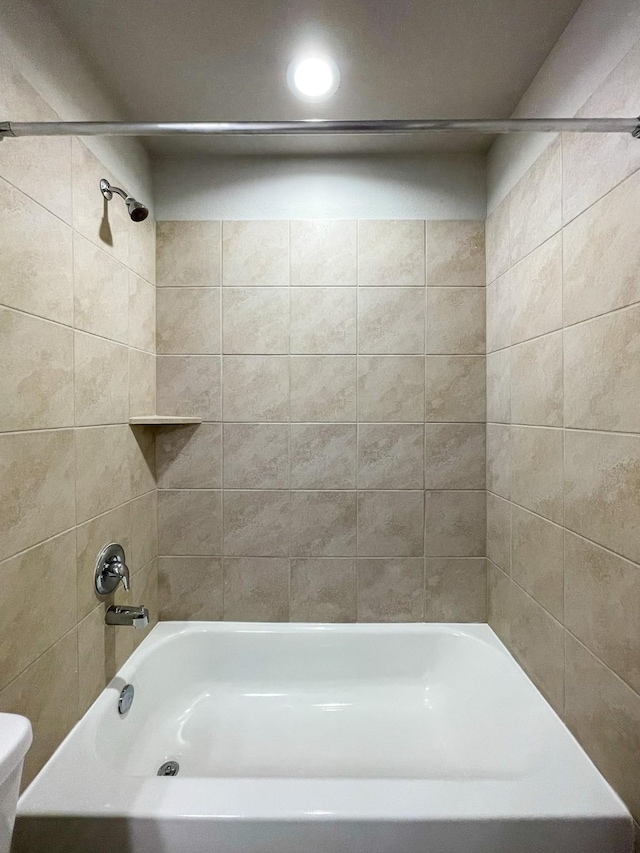 17807 Cappadocia Trl, Tomball, TX 77377 - full bathroom featuring shower / bathtub combination and recessed lighting