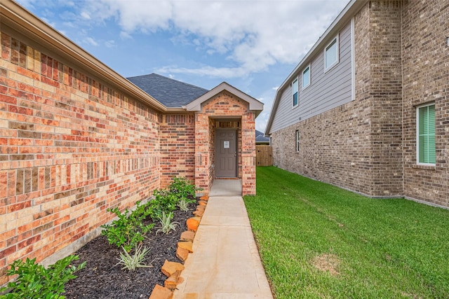 17807 Cappadocia Trl, Tomball, TX 77377 - doorway to property with brick siding and a shingled roof