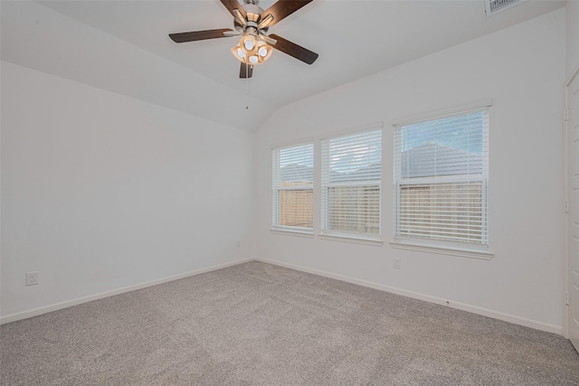 17807 Cappadocia Trl, Tomball, TX 77377 - carpeted empty room featuring a ceiling fan and vaulted ceiling