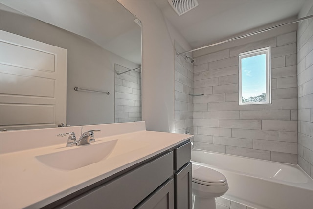 22807 Ephesus Ave, Tomball, TX 77377 - bathroom featuring vanity, toilet, and washtub / shower combination