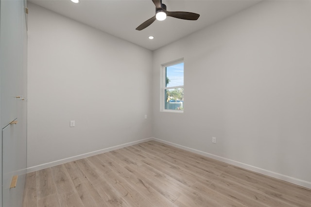 5606 Circe Cir Unit A, South Padre Island, TX 78597 - empty room with light wood finished floors, baseboards, recessed lighting, and ceiling fan