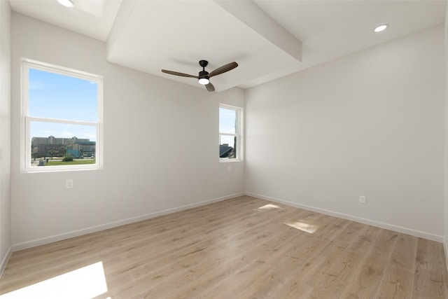 5606 Circe Cir Unit A, South Padre Island, TX 78597 - empty room with baseboards, light wood-style flooring, recessed lighting, and ceiling fan
