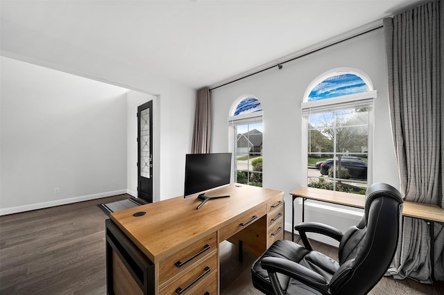 2334 Calm Channel Ct, Missouri City, TX 77459 - home office with dark wood finished floors and baseboards