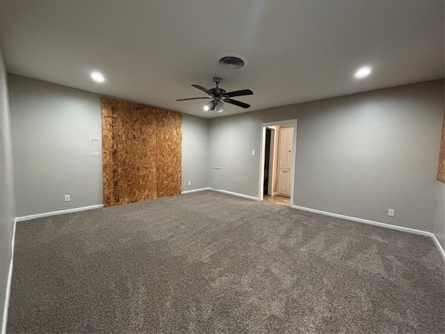1102 Laurentide St, Houston, TX 77029 - carpeted spare room featuring ceiling fan, baseboards, and recessed lighting