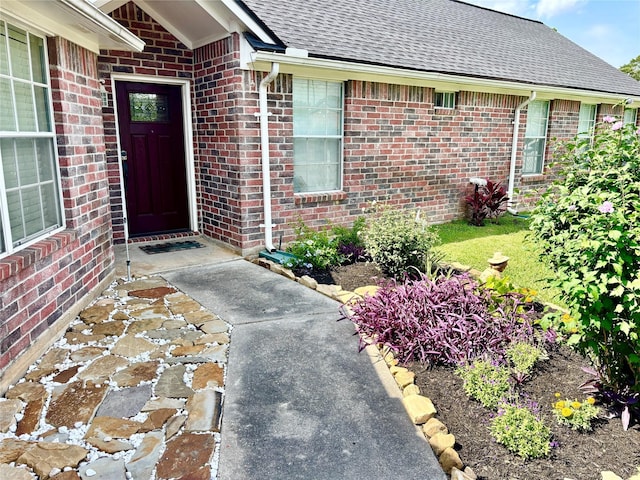 906 Juniper Ct, Tomball, TX 77375 - property entrance with brick siding and a shingled roof