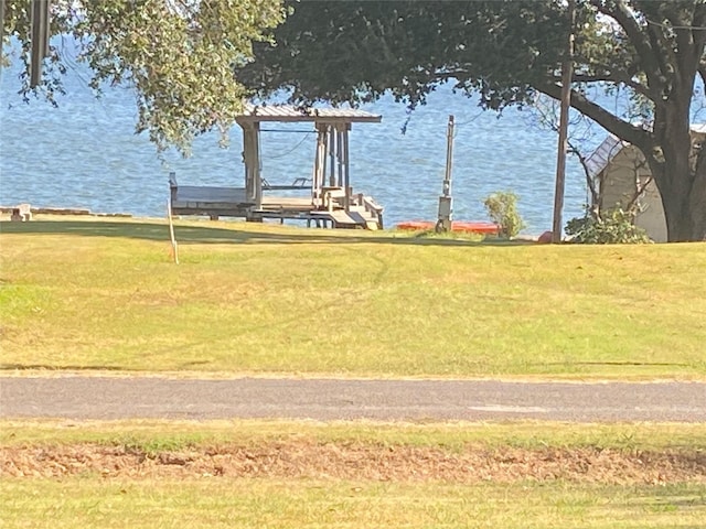90 Fishermans Bend Dr, Point Blank, TX 77364 - dock area featuring a water view and a yard