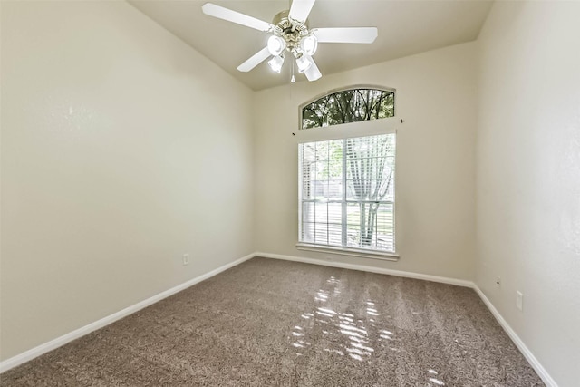 3506 Hickory Hill Ln, Montgomery, TX 77356 - carpeted spare room with ceiling fan, baseboards, and lofted ceiling