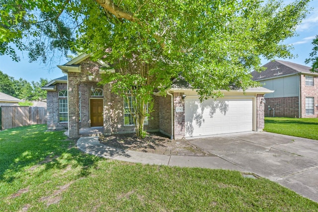 3506 Hickory Hill Ln, Montgomery, TX 77356 - obstructed view of property featuring driveway, brick siding, and an attached garage