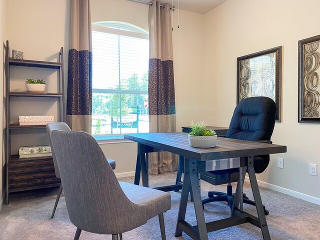2220 Manila Ln, Texas City, TX 77568 - home office with carpet floors, baseboards, and plenty of natural light