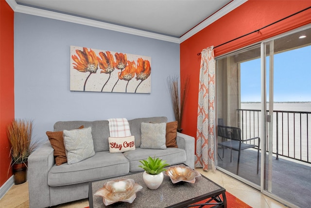 7039 Kingston Cove Ln Unit 309, Willis, TX 77318 - tiled living room with crown molding
