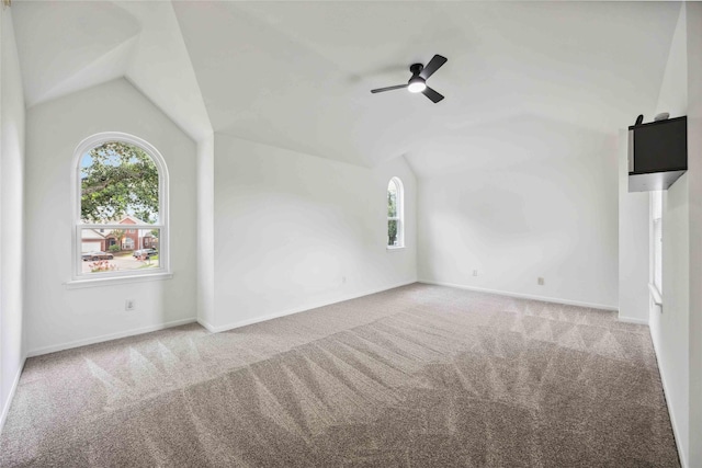 11143 Dawn Harvest Dr, Houston, TX 77064 - carpeted spare room with vaulted ceiling and ceiling fan