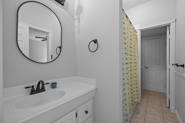 2350 Hawk Mdws, Pearland, TX 77581 - full bathroom featuring vanity, tile patterned floors, and curtained shower