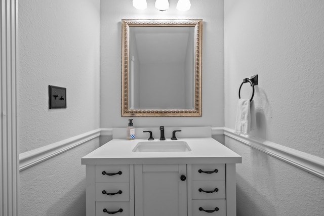 2350 Hawk Mdws, Pearland, TX 77581 - bathroom with vanity and a textured wall