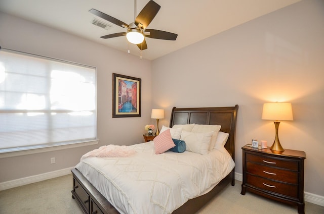 7 Champion Villa Dr, Houston, TX 77069 - bedroom featuring baseboards, light colored carpet, and ceiling fan