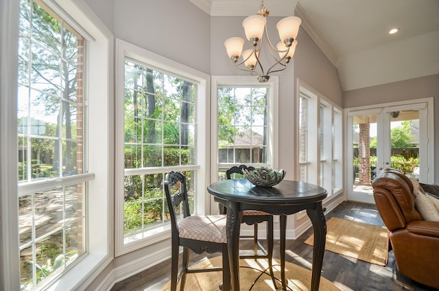 7 Champion Villa Dr, Houston, TX 77069 - sunroom with french doors, healthy amount of natural light, a chandelier, crown molding, and recessed lighting