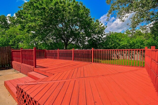 5502 Irish Hill Dr, Houston, TX 77053 - wooden terrace featuring view of scattered trees