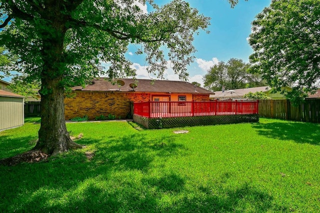 5502 Irish Hill Dr, Houston, TX 77053 - view of yard featuring a wooden deck