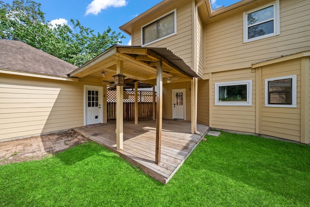 489 Merrimac Park, Conroe, TX 77302 - back of house featuring a ceiling fan and a deck