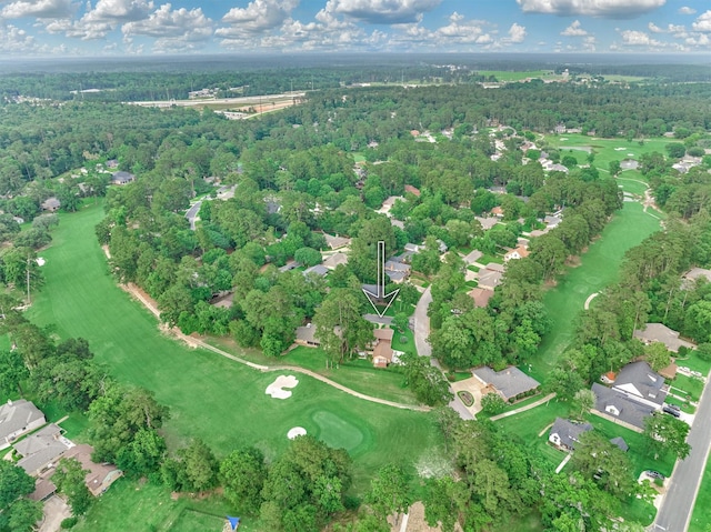 660 Hillcrest Dr, Huntsville, TX 77340 - aerial view of property's location featuring a golf course, nearby suburban area, and a heavily wooded area