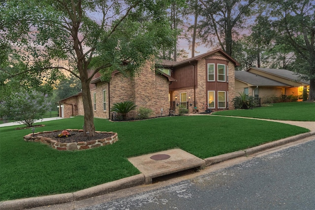660 Hillcrest Dr, Huntsville, TX 77340 - mid-century home featuring a yard, brick siding, and concrete driveway