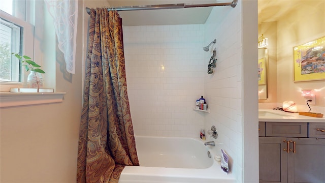 9723 Dalmally St, Spring, TX 77379 - full bathroom featuring shower / bath combo and vanity