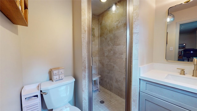 9723 Dalmally St, Spring, TX 77379 - full bathroom featuring toilet, vanity, and a stall shower
