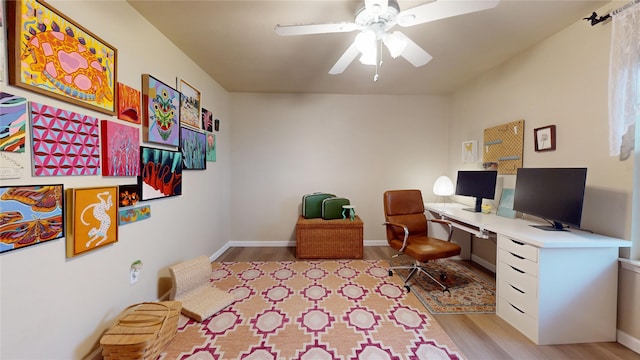 9723 Dalmally St, Spring, TX 77379 - office space with light wood-style flooring, a ceiling fan, and baseboards