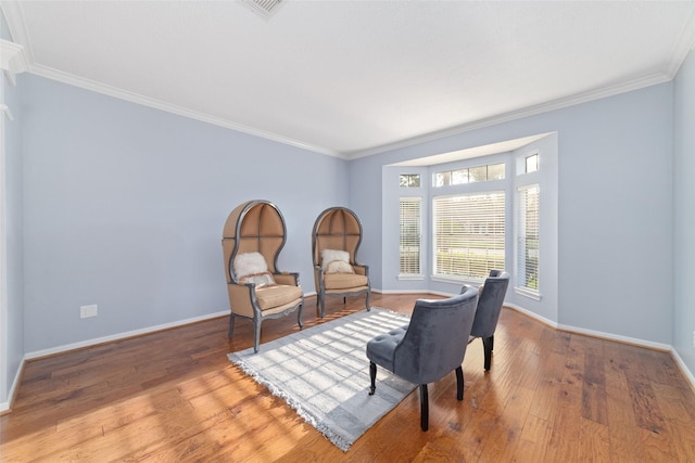 16919 Shady Square Ct, Houston, TX 77095 - living area featuring baseboards, crown molding, and hardwood / wood-style flooring