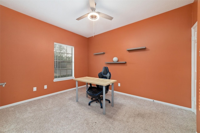 16919 Shady Square Ct, Houston, TX 77095 - carpeted office featuring a ceiling fan and baseboards