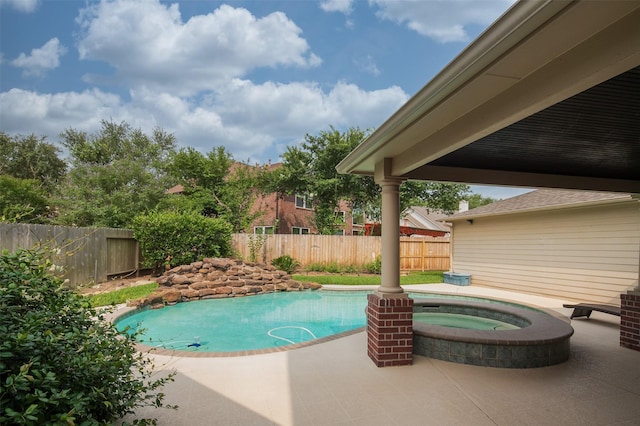 1930 Hollys Way, Sugar Land, TX 77479 - view of pool featuring an in-ground hot tub, a fenced backyard, and a patio area