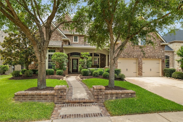 17311 Morgans Lake Dr, Cypress, TX 77433 - view of front of house featuring concrete driveway, an attached garage, brick siding, and a front lawn