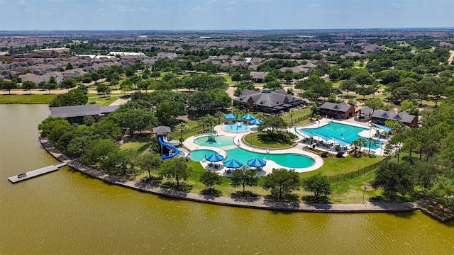 17311 Morgans Lake Dr, Cypress, TX 77433 - drone / aerial view of a pool area and a nearby body of water