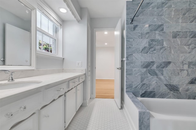 13631 Balmore Cir, Houston, TX 77069 - bathroom with vanity, recessed lighting, and bathing tub / shower combination