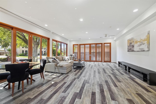 8003 Harbor Point Dr, Houston, TX 77071 - living area featuring wood finished floors and recessed lighting