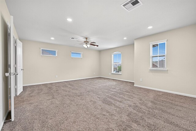 2708 Merlin Ln, Pearland, TX 77581 - carpeted empty room featuring ceiling fan, recessed lighting, and baseboards