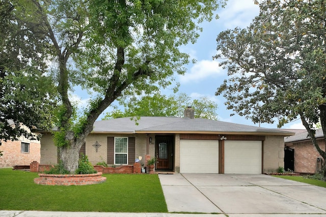 8030 Dodiewood Ln, Houston, TX 77086 - single story home featuring an attached garage, driveway, brick siding, and a front lawn