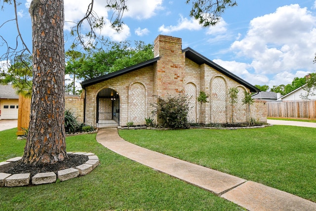 2735 Triway Ln, Houston, TX 77043 - view of front of home featuring a chimney and stone siding