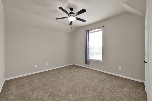 13518 Ambler Springs Dr, Tomball, TX 77377 - carpeted spare room featuring lofted ceiling, ceiling fan, and baseboards