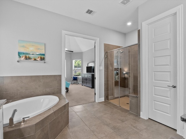 2314 Navo Ln, League City, TX 77573 - full bath featuring a bath, a shower stall, ensuite bath, baseboards, and recessed lighting