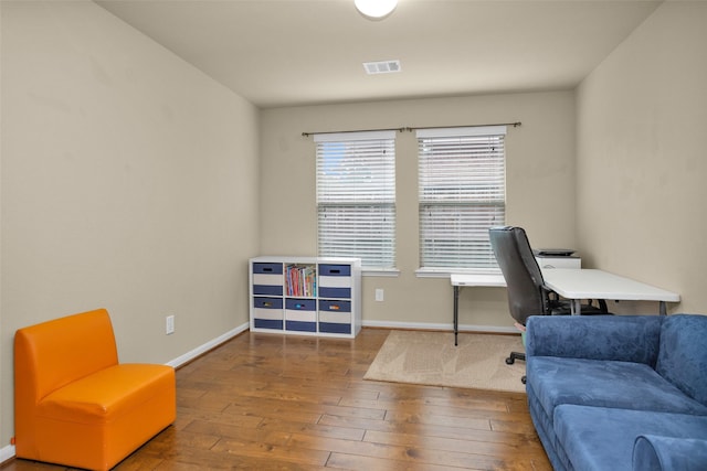 2602 Tacoma Springs Dr, Conroe, TX 77304 - office area featuring hardwood / wood-style flooring and baseboards